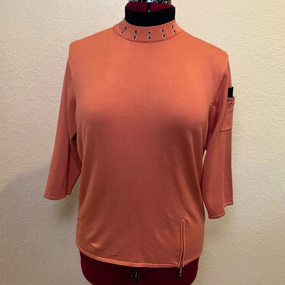 Jamie Sadock | Peach Turtleneck with Stud Detailing on Collar L 🍑🖤✨